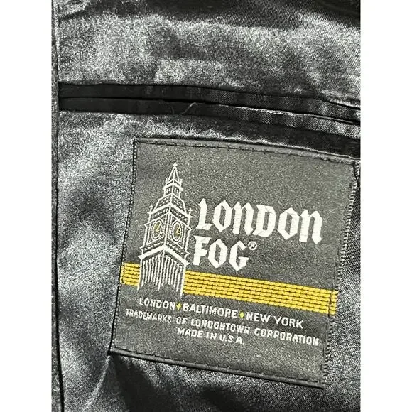 London Fog Wool Dress Overcoat Mens 46 Long Dark Gray Business Classic USA